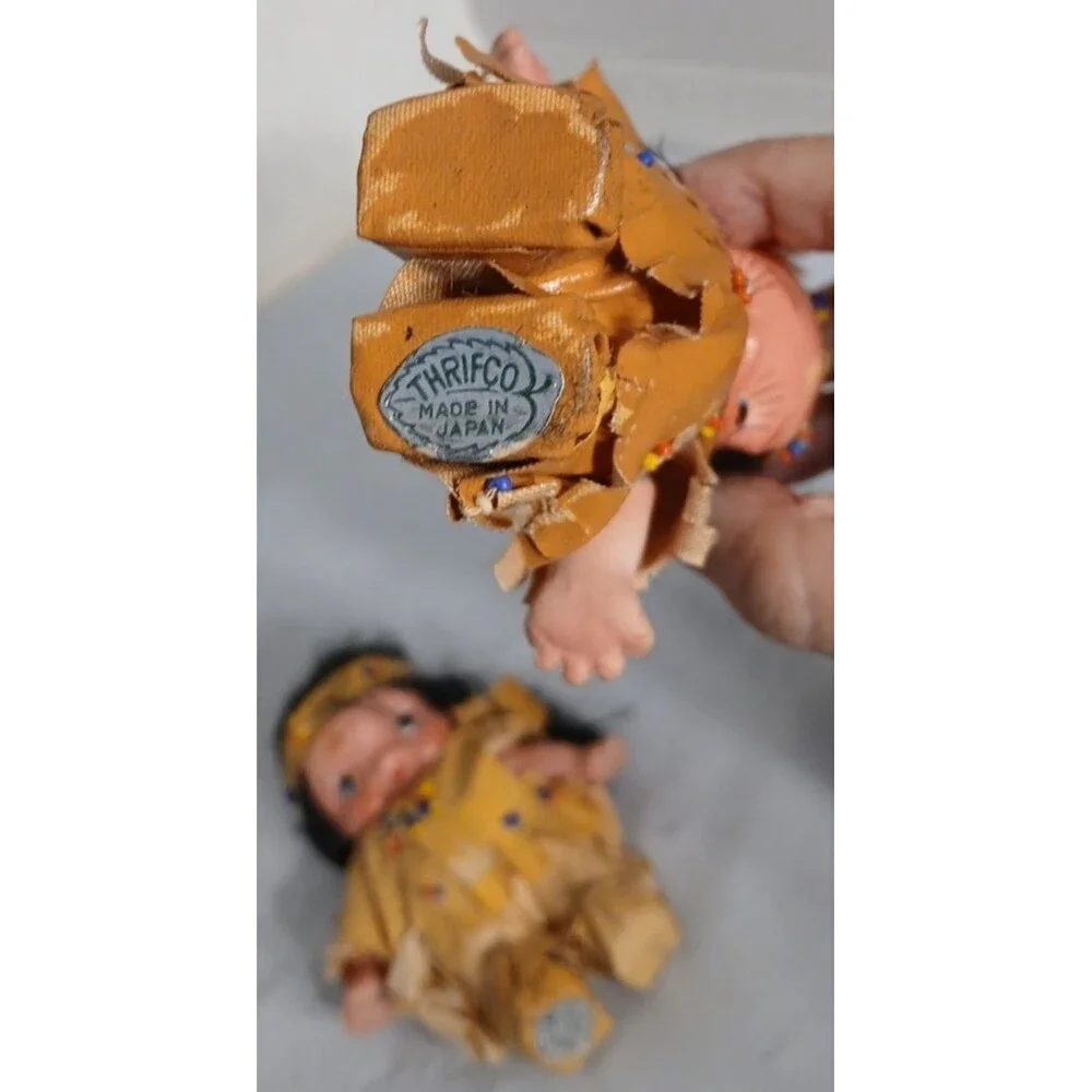 Indian Doll Lot Of 4 Plastic & Porcelain Bisque Native American
